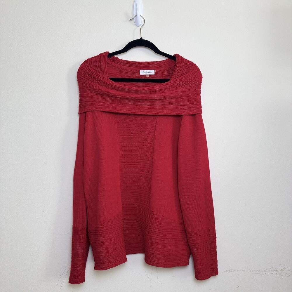 Calvin Klein Cowl Neck Sweater Red Women's Size L